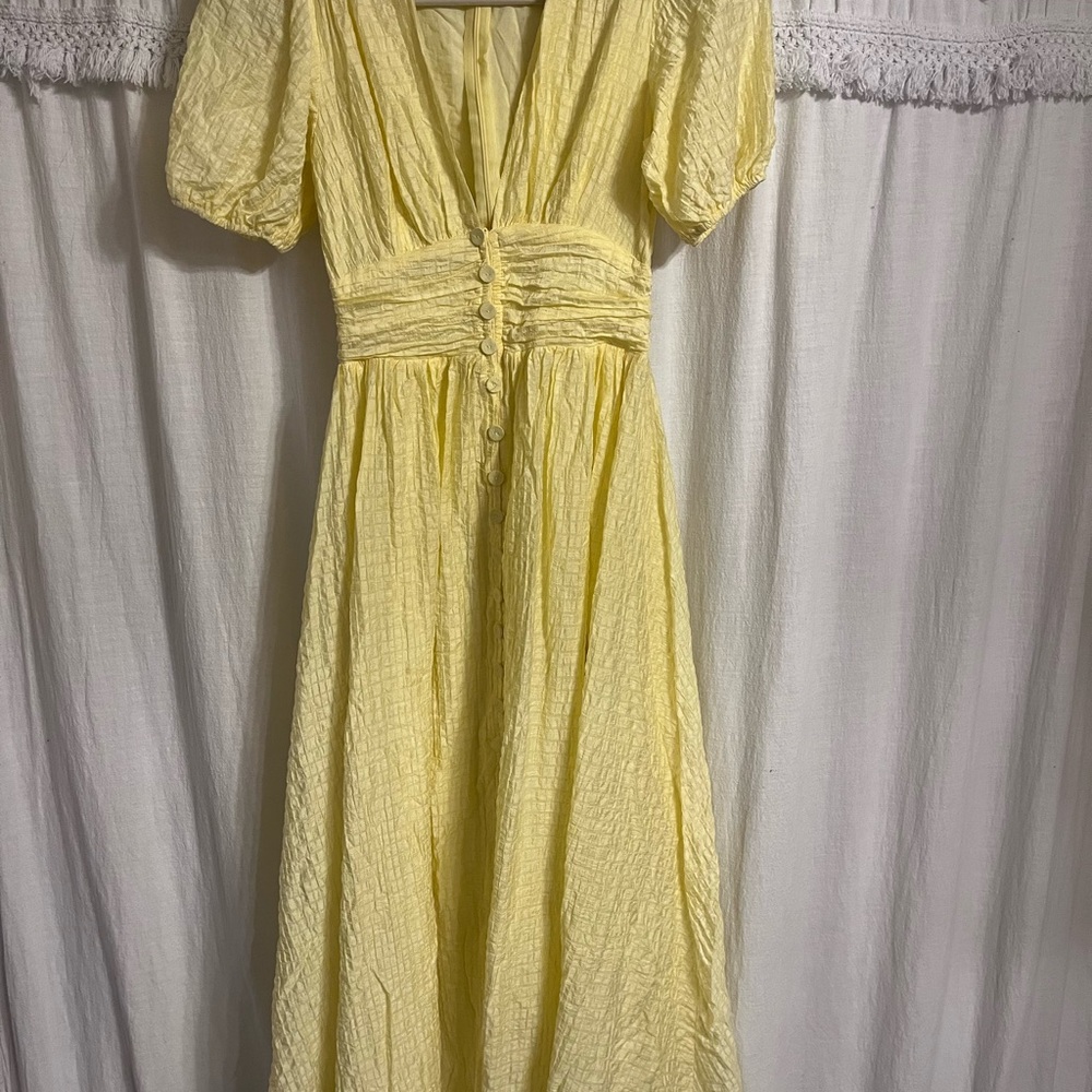 Yellow Puff Sleeve Dress